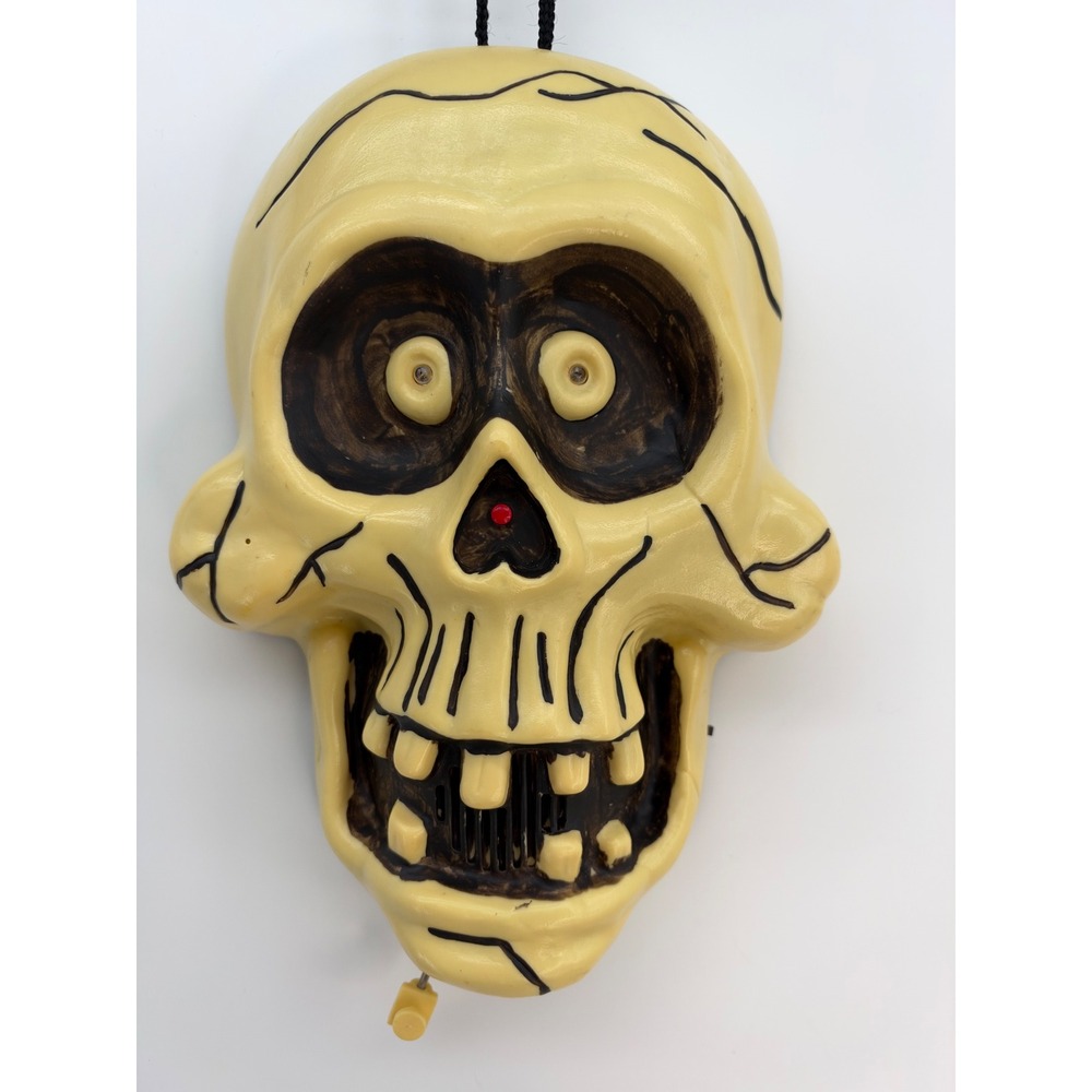 Works! Big head Jangles Skeleton Head Skull Halloween Vtg Sings Lights Up 2003